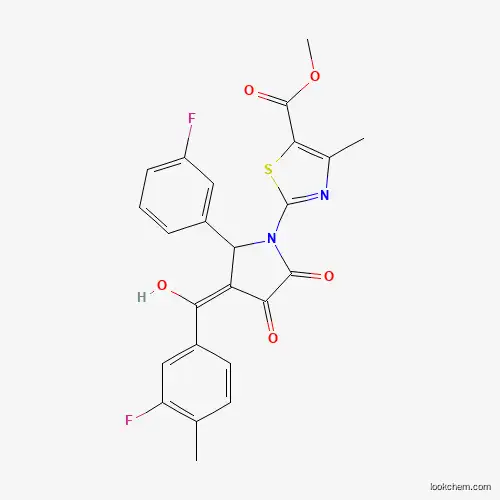 Molecular Structure of 618072-65-4 (methyl 2-[3-(3-fluoro-4-methylbenzoyl)-2-(3-fluorophenyl)-4-hydroxy-5-oxo-2,5-dihydro-1H-pyrrol-1-yl]-4-methyl-1,3-thiazole-5-carboxylate)