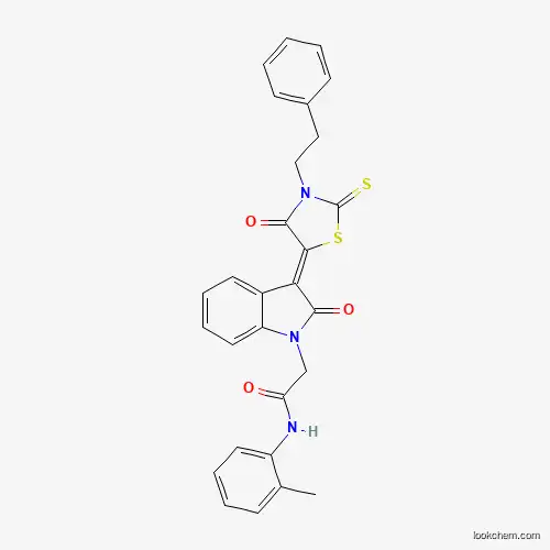 Molecular Structure of 618072-94-9 (N-(2-methylphenyl)-2-{(3Z)-2-oxo-3-[4-oxo-3-(2-phenylethyl)-2-thioxo-1,3-thiazolidin-5-ylidene]-2,3-dihydro-1H-indol-1-yl}acetamide)