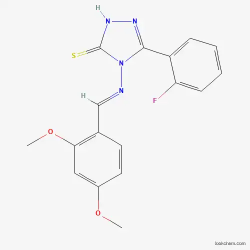 Molecular Structure of 677018-35-8 (4-((2,4-Dimethoxybenzylidene)amino)-3-(2-fluorophenyl)-1H-1,2,4-triazole-5(4H)-thione)