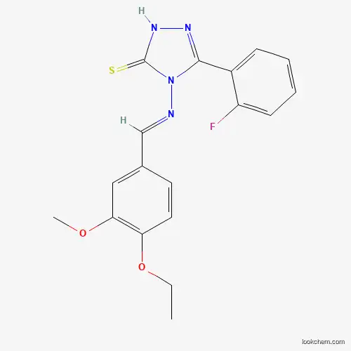 Molecular Structure of 680998-73-6 (4-((4-Ethoxy-3-methoxybenzylidene)amino)-3-(2-fluorophenyl)-1H-1,2,4-triazole-5(4H)-thione)