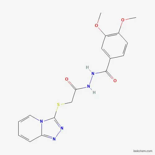 Molecular Structure of 878600-98-7 (3,4-dimethoxy-N'-[2-([1,2,4]triazolo[4,3-a]pyridin-3-ylsulfanyl)acetyl]benzohydrazide)