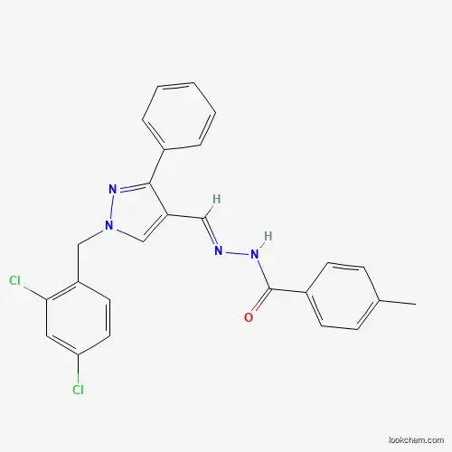 Molecular Structure of 957490-57-2 (N-[(E)-[1-[(2,4-dichlorophenyl)methyl]-3-phenylpyrazol-4-yl]methylideneamino]-4-methylbenzamide)