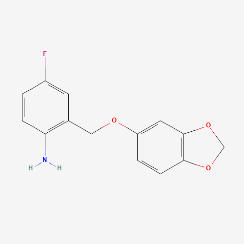 Molecular Structure of 1156111-11-3 (2-[(1,3-Benzodioxol-5-yloxy)methyl]-4-fluorobenzenamine)