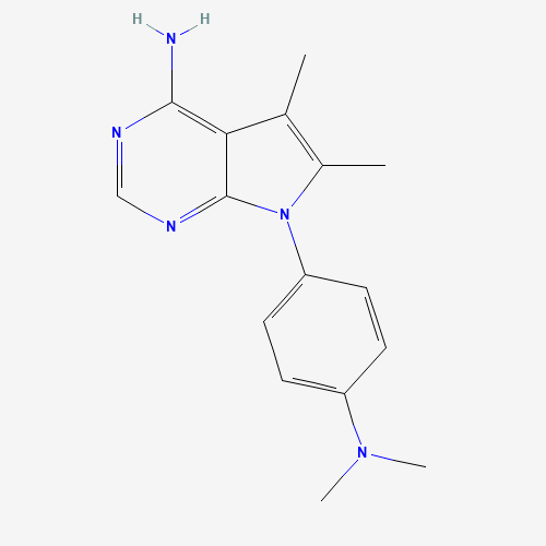 Molecular Structure of 121324-36-5 (7-[4-(Dimethylamino)phenyl]-5,6-dimethyl-7H-pyrrolo[2,3-d]pyrimidin-4-amine)