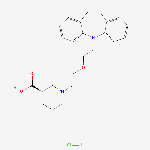 Molecular Structure of 146844-03-3 ((R)-N-(2-(2-(10,11-Dihydro-5H-dibenz[b,f]azepin-5-yl)ethoxy)ethyl)-3-piperidinecarboxylic acid hydrochloride)