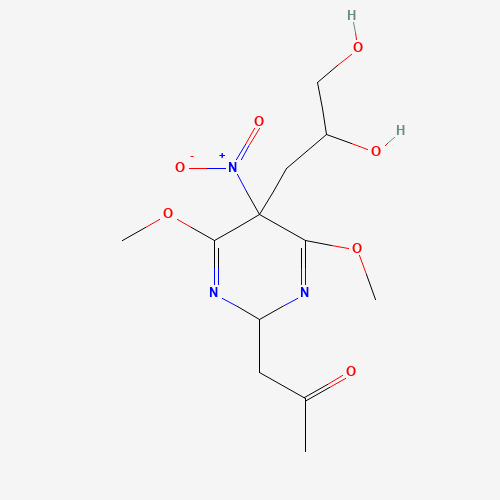 Molecular Structure of 156360-66-6 (2-Acetonyl-5-(2,3-dihydroxypropyl)-4,6-dimethoxy-5-nitro-2,5-dihydropyrimidine)