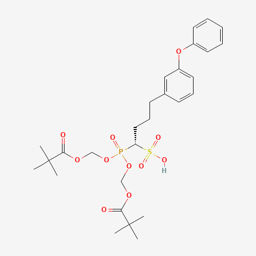 Molecular Structure of 178060-79-2 (Propanoic acid, 2,2-dimethyl-, ((4-(3-phenoxyphenyl)-1-sulfobutyl)phosphinylidene)bis(oxymethylene) ester, (S)-)