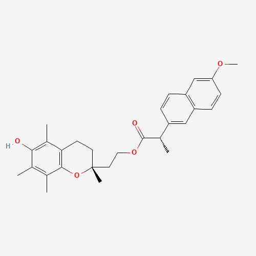 Molecular Structure of 180472-20-2 (2-Naphthaleneacetic acid, 6-methoxy-alpha-methyl-, 2-((2R)-3,4-dihydro-6-hydroxy-2,5,7,8-tetramethyl-2H-1-benzopyran-2-yl)ethyl ester, (alphaS)-)