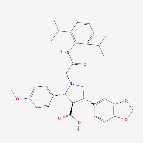 Molecular Structure of 195529-55-6 ((2R,3R,4S)-4-Benzo[1,3]dioxol-5-yl-1-[(2,6-diisopropyl-phenylcarbamoyl)-methyl]-2-(4-methoxy-phenyl)-pyrrolidine-3-carboxylic acid)