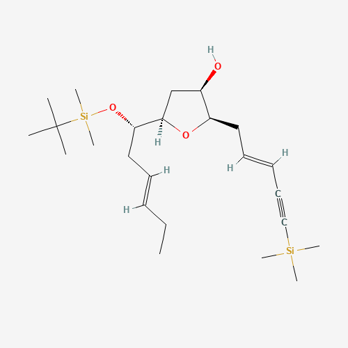 Molecular Structure of 199175-12-7 ((2R,3R,5R)-5-[(1S,3E)-1-[[(1,1-Dimethylethyl)dimethylsilyl]oxy]-3-hexen-1-yl]tetrahydro-2-[(2E)-5-(trimethylsilyl)-2-penten-4-yn-1-yl]-3-furanol)