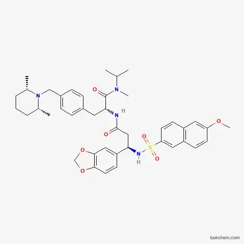 D-Phenylalaninamide, (3R)-3-(1,3-benzodioxol-5-yl)-N-[(6-methoxy-2-naphthalenyl)sulfonyl]-b-alanyl-4-[[(2R,6S)-2,6-dimethyl-1-piperidinyl]methyl]-N-methyl-N-(1-methylethyl)-