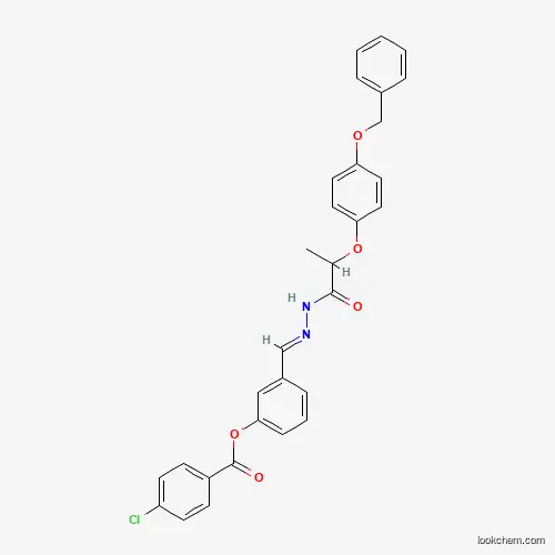 Molecular Structure of 477730-22-6 (3-(2-(2-(4-(Benzyloxy)phenoxy)propanoyl)carbohydrazonoyl)phenyl 4-chlorobenzoate)
