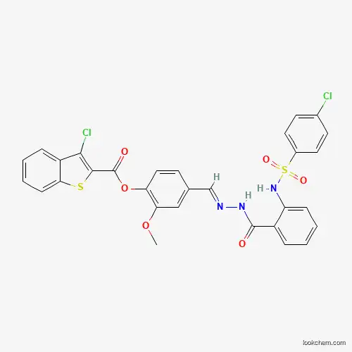 Molecular Structure of 477733-75-8 (4-{(E)-[(2-{[(4-Chlorophenyl)sulfonyl]amino}benzoyl)hydrazono]methyl}-2-methoxyphenyl 3-chloro-1-benzothiophene-2-carboxylate)