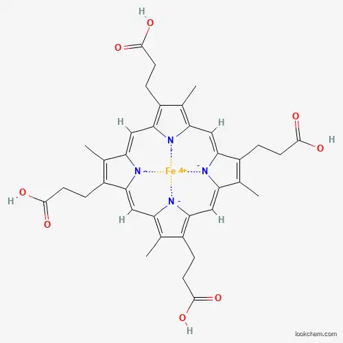 Molecular Structure of 78618-31-2 (iron(4+);3-[(1Z,4Z,10Z,14Z)-7,12,17-tris(2-carboxyethyl)-3,8,13,18-tetramethylporphyrin-21,22,23,24-tetraid-2-yl]propanoic acid)