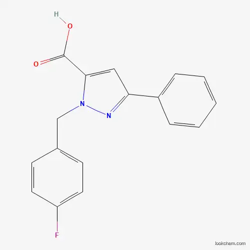 Molecular Structure of 1020238-83-8 (1-(4-Fluorobenzyl)-3-phenyl-1H-pyrazole-5-carboxylic acid)