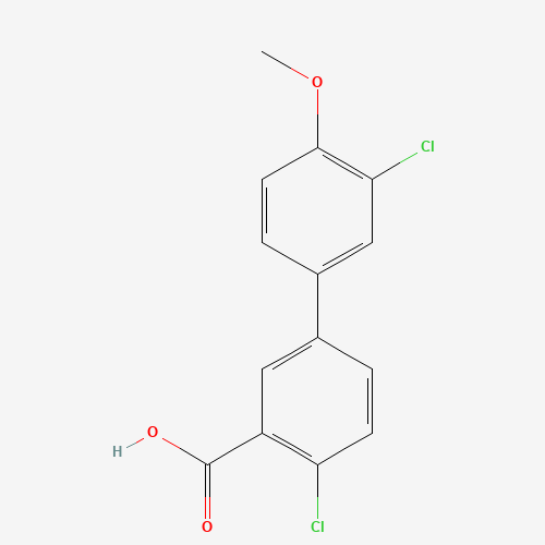 Molecular Structure of 1184605-89-7 (2-Chloro-5-(3-chloro-4-methoxyphenyl)benzoic acid)
