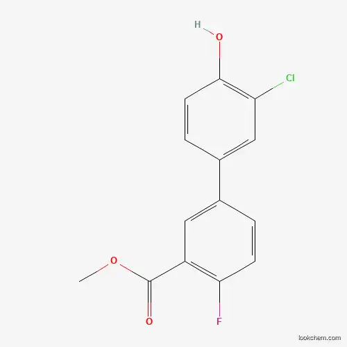Molecular Structure of 1261956-42-6 (2-Chloro-4-(4-fluoro-3-methoxycarbonylphenyl)phenol)