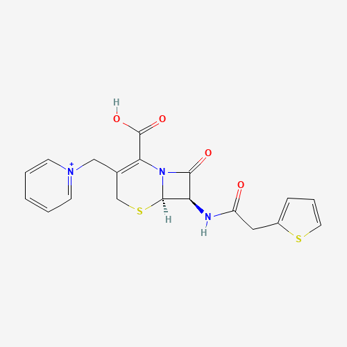 Molecular Structure of 13057-93-7 (1-[[(6R)-2-Carboxy-8-oxo-7alpha-[(2-thienylacetyl)amino]-5-thia-1-azabicyclo[4.2.0]oct-2-en-3-yl]methyl]pyridinium)