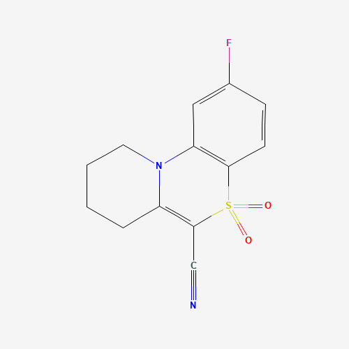 Molecular Structure of 1325305-80-3 (2-Fluoro-7,8,9,10-tetrahydropyrido[2,1-c][1,4]benzothiazine-6-carbonitrile 5,5-dioxide)