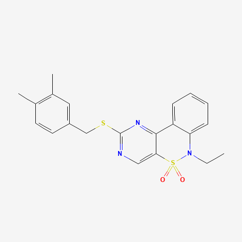 Molecular Structure of 1326932-83-5 (2-[(3,4-dimethylbenzyl)sulfanyl]-6-ethyl-6H-pyrimido[5,4-c][2,1]benzothiazine 5,5-dioxide)