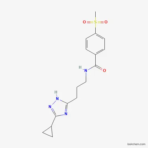 Molecular Structure of 1333540-44-5 (Benzamide, N-[3-(5-cyclopropyl-1H-1,2,4-triazol-3-yl)propyl]-4-(methylsulfonyl)-)