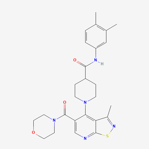 Molecular Structure of 1358667-57-8 (N-(3,4-dimethylphenyl)-1-[3-methyl-5-(morpholin-4-ylcarbonyl)isothiazolo[5,4-b]pyridin-4-yl]piperidine-4-carboxamide)
