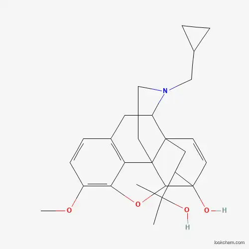 Molecular Structure of 23277-46-5 (17-(Cyclopropylmethyl)-18-(2-hydroxypropan-2-yl)-3-methoxy-7,8-didehydro-18,19-dihydro-4,5-epoxy-6,14-ethenomorphinan-6-ol)