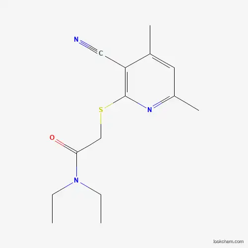 Molecular Structure of 332393-82-5 (2-(3-cyano-4,6-dimethylpyridin-2-yl)sulfanyl-N,N-diethylacetamide)