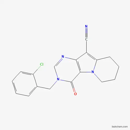Molecular Structure of 6035-09-2 (3-[(2-Chlorophenyl)methyl]-4-oxo-6,7,8,9-tetrahydropyrimido[4,5-b]indolizine-10-carbonitrile)