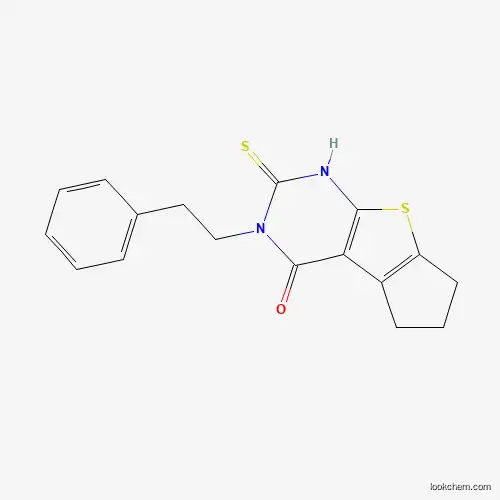 Molecular Structure of 6133-11-5 (2-mercapto-3-(2-phenylethyl)-3,5,6,7-tetrahydro-4H-cyclopenta[4,5]thieno[2,3-d]pyrimidin-4-one)