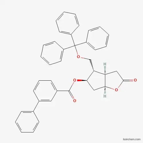 Molecular Structure of 90156-86-8 ((3aR,4S,5R,6aS)-2-Oxo-4-[(triphenylmethoxy)methyl]hexahydro-2H-cyclopenta[b]furan-5-yl [1,1'-biphenyl]-3-carboxylate)