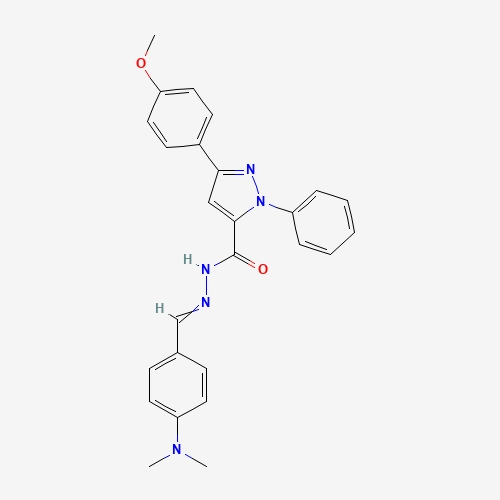 Molecular Structure of 1007462-93-2 (3-(4-Methoxyphenyl)-1-phenyl-1H-pyrazole-5-carboxylic acid 2-[[4-(dimethylamino)phenyl]methylene]hydrazide)