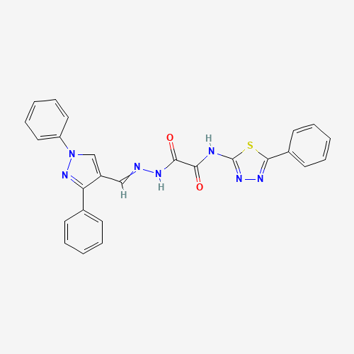 Molecular Structure of 1007503-16-3 (2-Oxo-2-[(5-phenyl-1,3,4-thiadiazol-2-yl)amino]acetic acid 2-[(1,3-diphenyl-1H-pyrazol-4-yl)methylene]hydrazide)