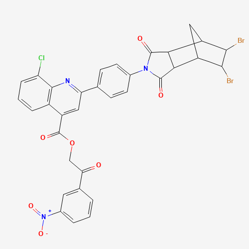 Molecular Structure of 1023584-32-8 (2-(3-Nitrophenyl)-2-oxoethyl 8-chloro-2-[4-(5,6-dibromooctahydro-1,3-dioxo-4,7-methano-2H-isoindol-2-yl)phenyl]-4-quinolinecarboxylate)