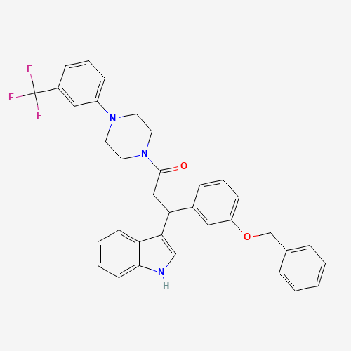 Molecular Structure of 1024068-87-8 (3-(1H-Indol-3-yl)-3-[3-(phenylmethoxy)phenyl]-1-[4-[3-(trifluoromethyl)phenyl]-1-piperazinyl]-1-propanone)