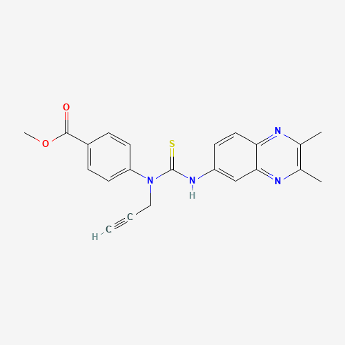 Molecular Structure of 1024083-53-1 (Methyl 4-[[[(2,3-dimethyl-6-quinoxalinyl)amino]thioxomethyl]-2-propyn-1-ylamino]benzoate)