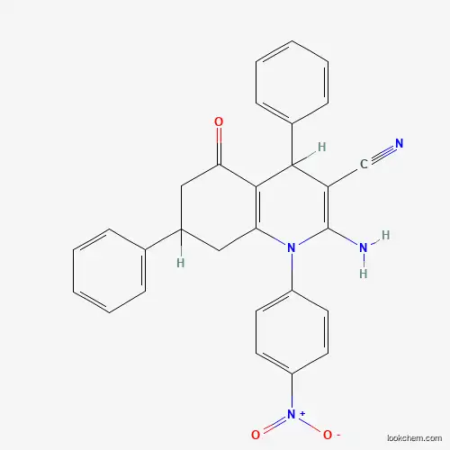 Molecular Structure of 444924-89-4 (2-Amino-1-(4-nitrophenyl)-5-oxo-4,7-diphenyl-1,4,5,6,7,8-hexahydroquinoline-3-carbonitrile)