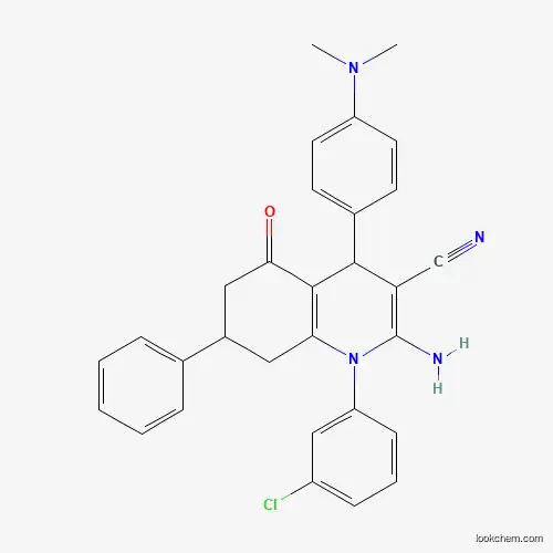 Molecular Structure of 444926-65-2 (2-Amino-1-(3-chlorophenyl)-4-[4-(dimethylamino)phenyl]-5-oxo-7-phenyl-1,4,5,6,7,8-hexahydro-3-quinolinecarbonitrile)