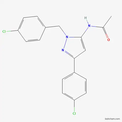 Molecular Structure of 6078-10-0 (N-[5-(4-chlorophenyl)-2-[(4-chlorophenyl)methyl]pyrazol-3-yl]acetamide)