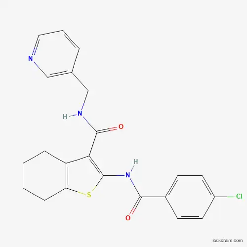 Molecular Structure of 609796-21-6 (2-[(4-chlorobenzoyl)amino]-N-(3-pyridinylmethyl)-4,5,6,7-tetrahydro-1-benzothiophene-3-carboxamide)