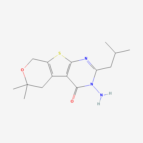 Molecular Structure of 99762-66-0 (3-Amino-2-isobutyl-6,6-dimethyl-3,5,6,8-tetrahydro-pyrano[4',3':4,5]thieno[2,3-d]pyrimidin-4-one)