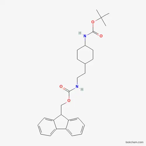 Molecular Structure of 1212342-32-9 (tert-Butyl trans-4-[2-(9H-fluoren-9-ylmethoxy-carbonylamino)ethyl]cyclohexylcarbamate)