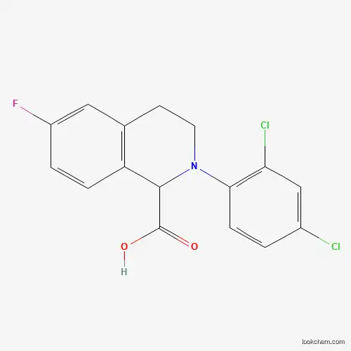 Molecular Structure of 1260637-71-5 (2-(2,4-Dichlorophenyl)-6-fluoro-1,2,3,4-tetrahydroisoquinoline-1-carboxylic acid)