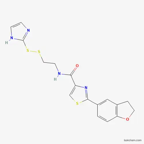 Molecular Structure of 1001023-76-2 (2-(2,3-Dihydro-1-benzofuran-5-yl)-N-{2-[(1H-imidazol-2-yl)disulfanyl]ethyl}-1,3-thiazole-4-carboxamide)