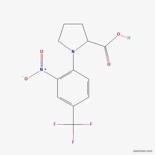 Molecular Structure of 1008859-90-2 (1-[2-Nitro-4-(trifluoromethyl)phenyl]pyrrolidine-2-carboxylic acid)