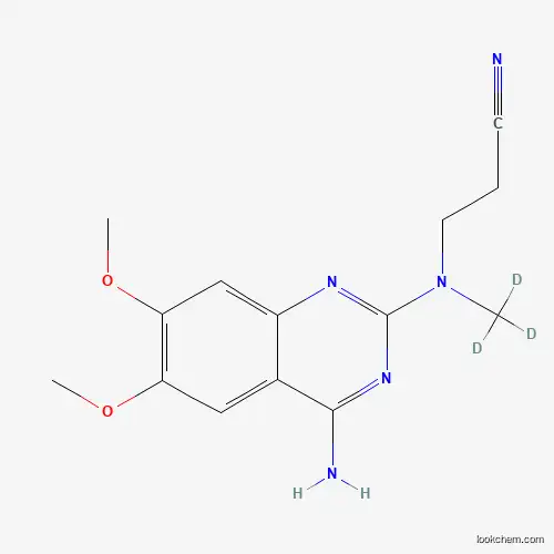 Molecular Structure of 1185144-54-0 (N-(4-Amino-6,7-dimethoxyquinazol-2-yl)-N-(methyl-d3)-2-cyanoethylamine)