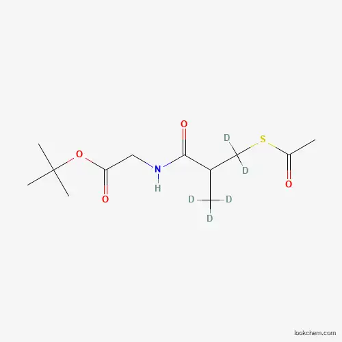 Molecular Structure of 1190018-72-4 (N-(3-Acetylthio-2-methylpropanoyl)glycine tert-Butyl Ester-d5)