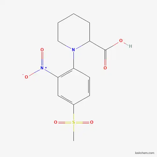 Molecular Structure of 1214141-18-0 (1-[4-(Methylsulfonyl)-2-nitrophenyl]piperidine-2-carboxylic acid)