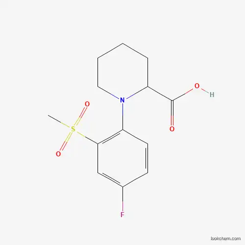 Molecular Structure of 1214696-88-4 (1-[4-Fluoro-2-(methylsulfonyl)phenyl]piperidine-2-carboxylic acid)