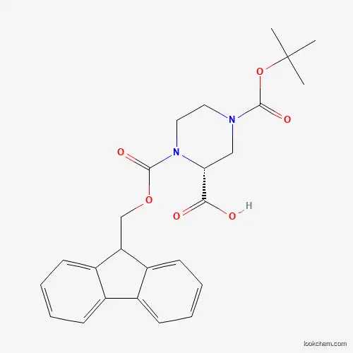 Molecular Structure of 1217723-28-8 ((r)-1-(((9h-Fluoren-9-yl)methoxy)carbonyl)-4-(tert-butoxycarbonyl)piperazine-2-carboxylic acid)